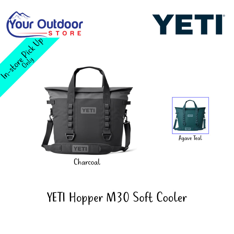 YETI Hopper M30 oft Cooler | Hero Image Showing All Logos And Titles.