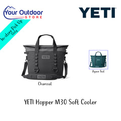 YETI Hopper M30 oft Cooler | Hero Image Showing All Logos And Titles.