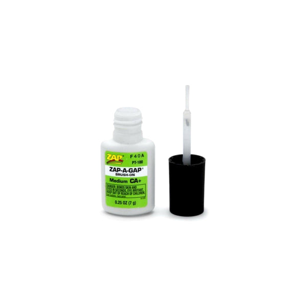 7g | Zap A Gap Brush On Medium CA+ Image Sowing The Product Out Of The Packaging , Brush On Lid Off Of The Bottle.