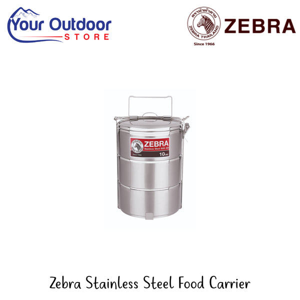 Zebra Stainless Steel Food Carrier | Hero Image Showing All Logos And Titles.