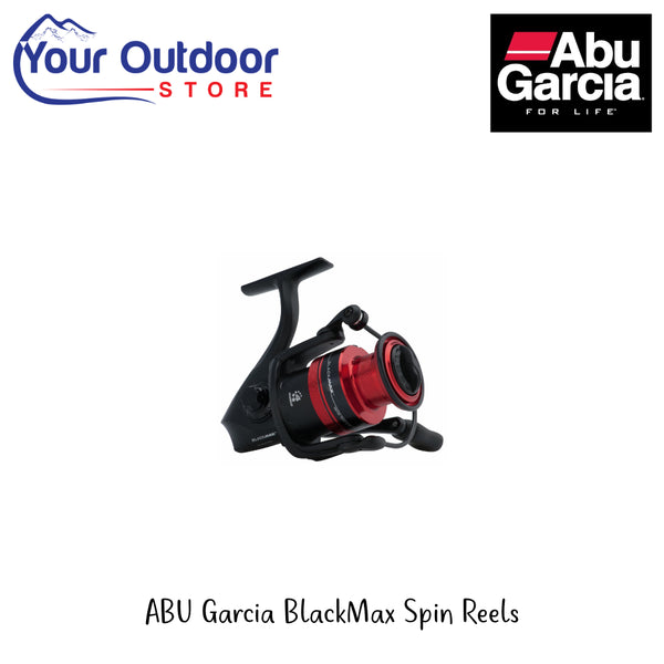 Abu Garcia Black Max Spin Reel | Hero Image Showing All Logos And Titles.
