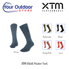 XTM Adult Heater Sock | Hero Image Showing All Logos, Titles And Variants.