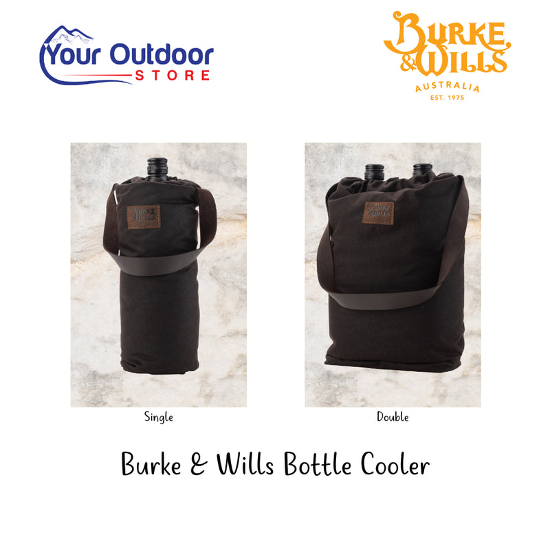 Burke and Wills Oilskin Bottle Cooler. Hero image with title and logos