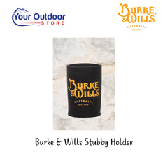 Burke and Wills Stubby Holder. Hero image with title and logos