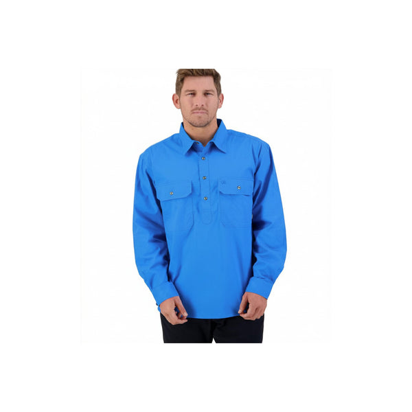Aqua | Swanndri Mens Bendigo Long Sleeve Work Shirt Image Showing No Logos Or Titles.