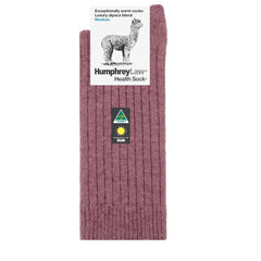 Old Rose | Humphrey Law Alpaca Wool Blend Health Sock. Style Code 01C229. Folded in packaging
