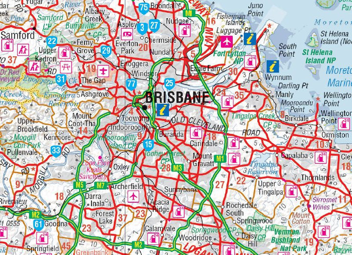Close up of Brisbane CBD and Through Roads