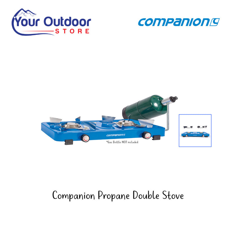 Companion Propane Double Stove. Hero image with title and logos