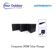 Companion 200W Solar Charger. Hero image with title and logos