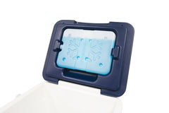 Blue and White | Companion Hard Cooler 7L. Snap-in ice brick feature inside lid