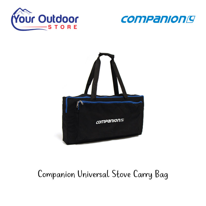 Companion Universal Stove Carry Bag. Hero image with title and logos