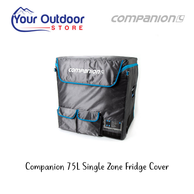Companion 75L Single Zone Fridge Cover. Hero image with title and logos