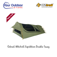 Oztrail Mitchell Expedition Double Swag. Hero image with title and logos