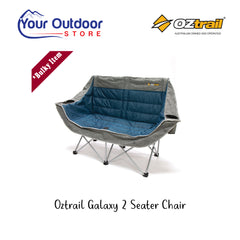 Oztrail Galaxy 2 Seater Chair. Hero image with title and logos