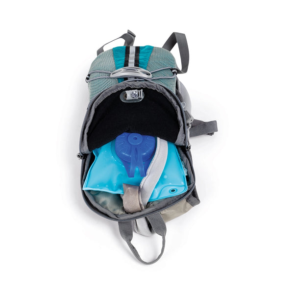 Teal | Front of pack flipped open showing reservoir 