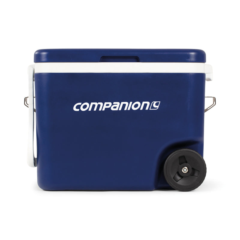 Blue And White | Direct front view of the cooler showing logo