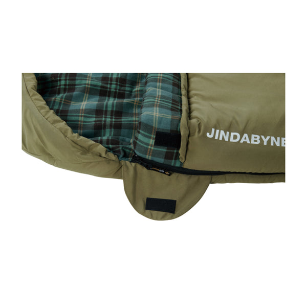 Zipped Up Showing Velcro Tab closure and Flannel Fleece Hood. 