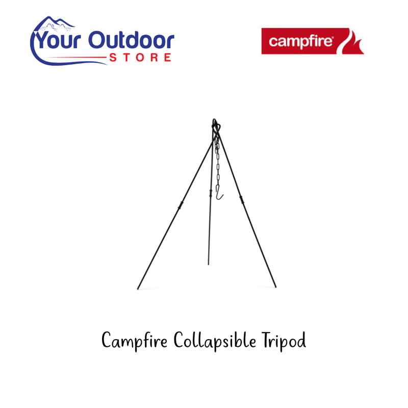 Campfire Collapsible Tripod. Hero Image Showing Logos and Title. 