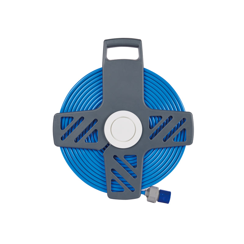 Back View of Rolled Up Hose Reel.
