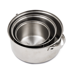 Stainless Steel | Pots nested together no lids