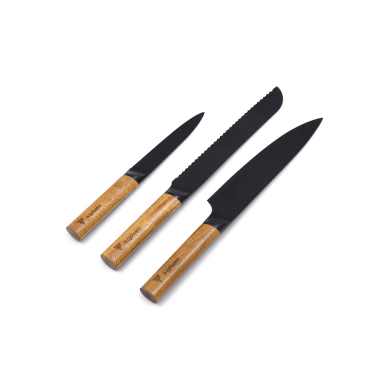 1 x Chef Knife 1 x Bread Knife 1 x Paring Knife