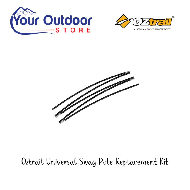 Oztrail Universal Swag Pole Replacement Kit. Hero Image Showing Logos and Title. 