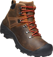 Syrup | Keen Pyrenees Mens Leather Hike Boot angled front view.