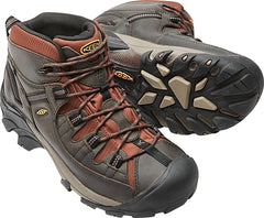 Raven, Tortoise Shell | Keen Targhee II Mid WP Men's. Pair, one standing the other on its side to show sole Your Outdoor Store