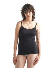 Black | Icebreaker Womens Siren Cami. Modelled From Front 