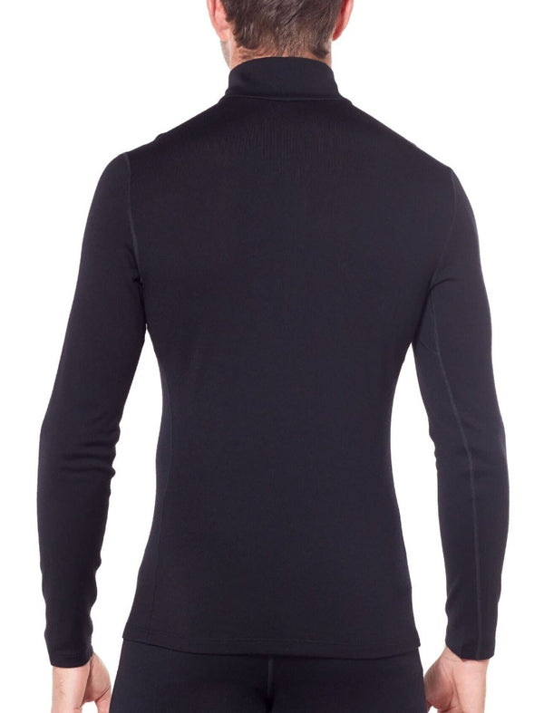 Black | Icebreaker Mens Merino 260 Tech Long Sleeve Half Zip Thermal. Back View