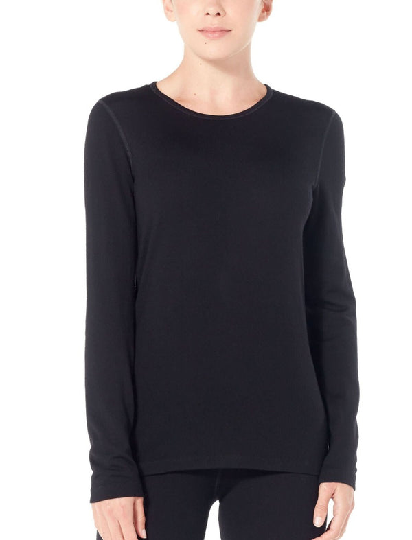 Black | Modelled on Body | Thermal Icebreaker Women's 260 Tech Long Sleeve Crewe