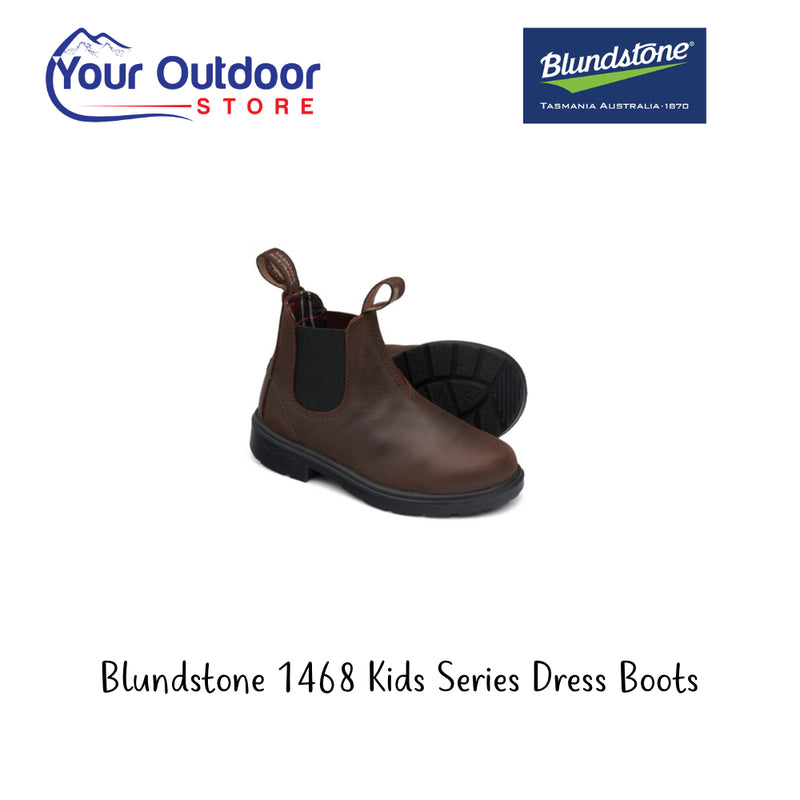 Blundstone 1468 Kids Series Original Dress Boots. Hero image with title and logos