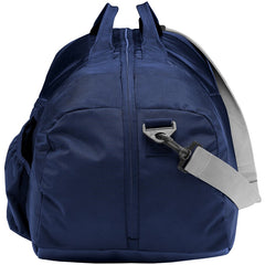 Navy | End view showing zipper handles and strap