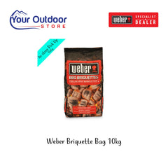 Weber Briquette Bag 10Kg. Hero image with title and logos