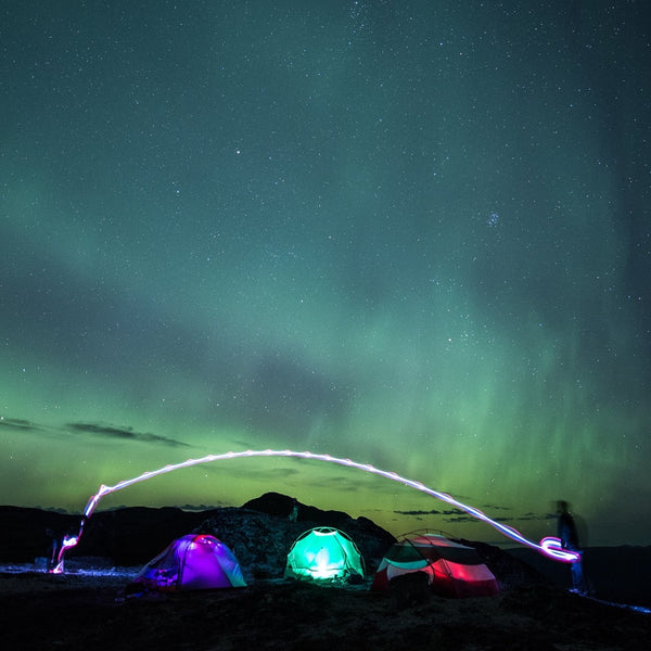 Multi | Lanterns and string lights in use at camp