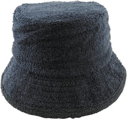 Black | Avenel Adult Floppy Flat Top Towelling Hat