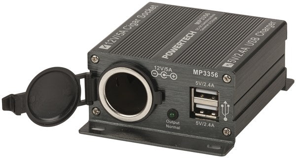 Converter unit front view showing outlets