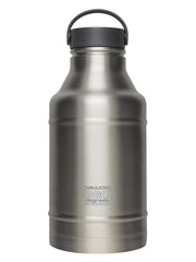 Silver | 360 Degrees Stainless Steel Vacuum Insulated Growler. Stainless Steel Look with Black Lid