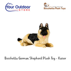 Bocchetta German Shepherd Plush Toy - Kaiser. Hero Image Showing Logos and Title.