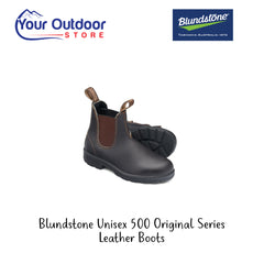 Blundstone 500 Unisex Original Series Leather Boots. Hero image with title and logos