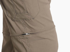 Khaki | Close up of leg zipper, bottom still attached. Burnt Olive colout