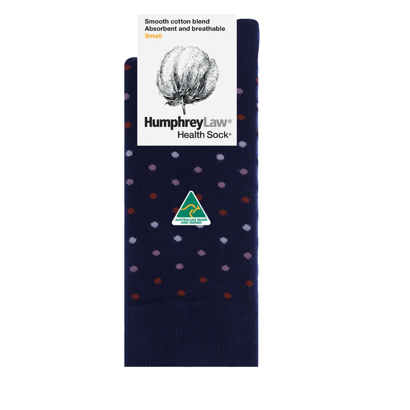Polka Dots | Humphrey Law | 85% Mercerised Cotton Patterned Health Sock® Style 51C Size S