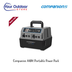 Companion Portable Power Pack 44AH. Hero image with title and logos