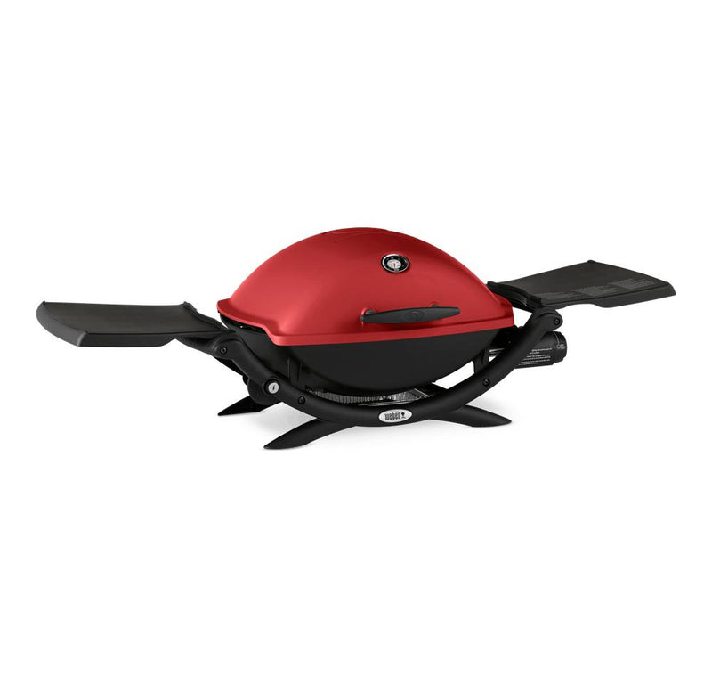 Red | Weber Q 2200 Premium BBQ angled to ignition button