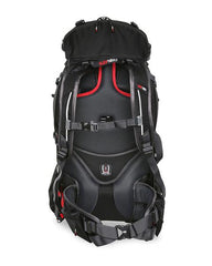 Titanium | Black Wolf Nomad 60 Hybrid Travel Pack. Back of Black Coloured bag