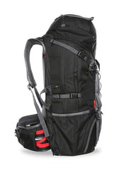 Titanium | Black Wolf Nomad 80 Hybrid Travel Pack. Side View of Black Coloured bag