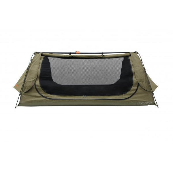 Green | Direct side view mesh screen zipped up canvas rolled up both sides