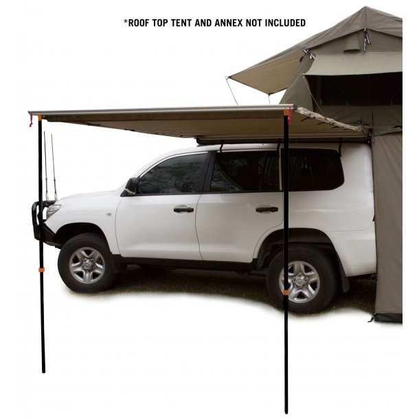 Awning set up on a car with rooftop tent (tent not included)