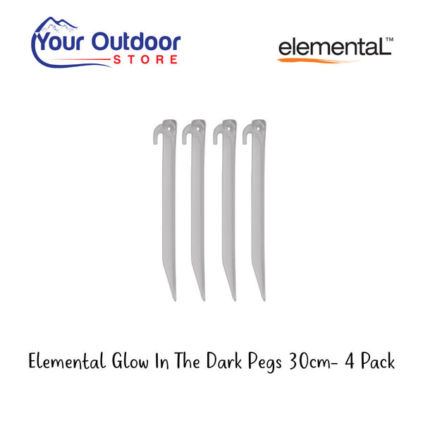 Elemental Glow In The Dark Tent Peg 30cm. Hero image with title and logos