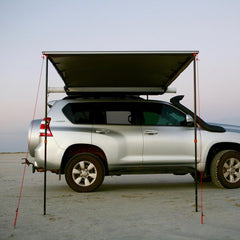 Side view of awning on silver SUV